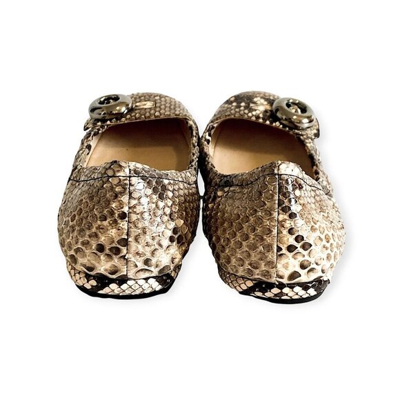 Prada Beige Snake Leather Ballet Flats 39 EU with Metal Buttons 1F474DF005 - Picture 8 of 16